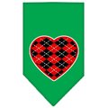 Unconditional Love Argyle Heart Red Screen Print Bandana Emerald Green Large UN847746
